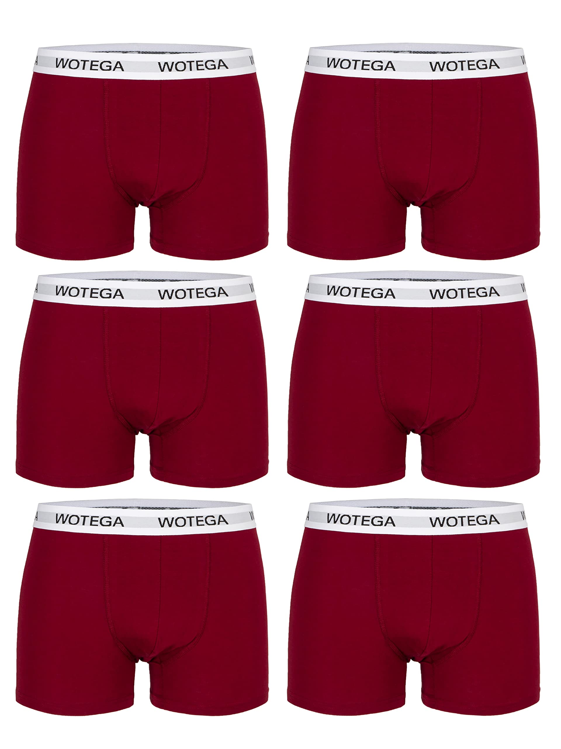 WOTEGA Joe - Boxershorts Herren Baumwolle - 6er Pack Unterhosen Männer - Retroshorts - Stretch Unterwäsche, Rot (Biking Red 191650), XXL