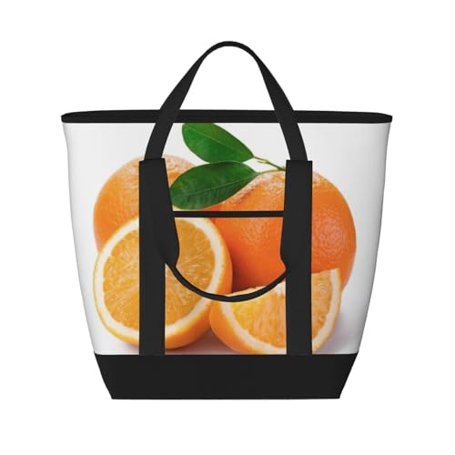 YQxwJL Tragetasche mit großem Fassungsvermögen, isolierte Lunchtasche, wiederverwendbare Einkaufstasche mit Reißverschluss, für Damen und Herren, Orange