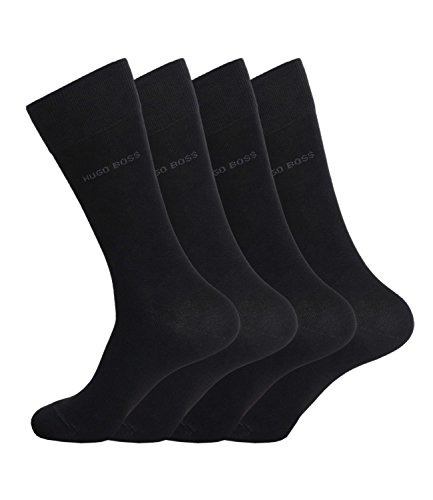 Hugo Boss Herren Socken Strümpfe Business Allround RS Uni 50272214 4 Paar, Farbe:Schwarz;Sockengröße:39-42;Artikel:-001 black