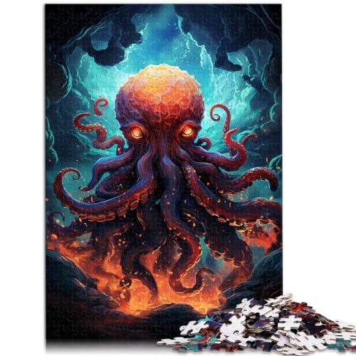 Puzzle für farbenfrohen, psychedelischen Oktopus im Sternenhimmel, 1000 Teile, Premium-Puzzle, Holzpuzzle, Familiendekoration, 1000 Teile (50 x 75 cm)