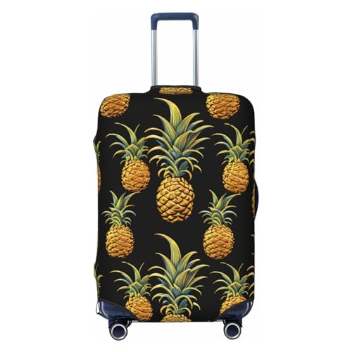 CSGJMYGS Reisegepäck-Abdeckung, elastisch, waschbar, modisch, kratzfest, Ananas-Druck, Koffer-Schutz, passend für 45,7 - 81,3 cm Gepäck, Schwarz , XL