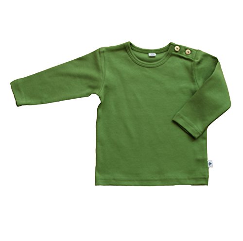 Baby Kinder Langarmshirt Bio-Baumwolle 13 Farben T-Shirt Shirt Jungen Mädchen Gr. 50/56 bis 140 (86-92, grün)