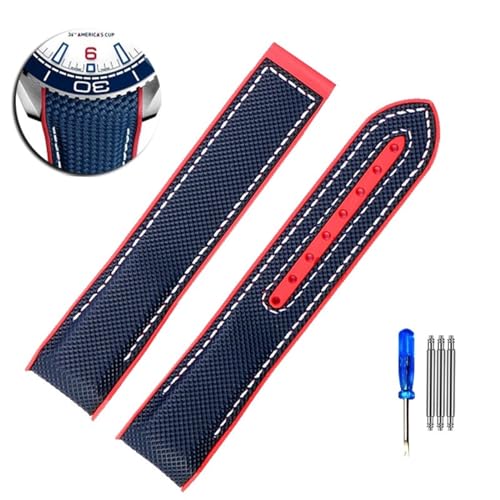 IOTUP Nylon-Uhrenarmband für Omega Seepferdchen 215.32 Ocean Universe Super 600 America Cup, limitierte Auflage, Segeltuch, wasserdicht, 22 mm, 20 mm, 20 mm, Achat