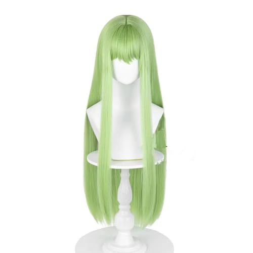 WCCNKK Anime Cosplay Perücke, FGO Fate Enkidu Perücke, 80 cm Langes Grünes Glattes Haar, Mit Kostenloser Perückenkappe, Für Party Alltag Halloween Perücke, Anime-Dekoration