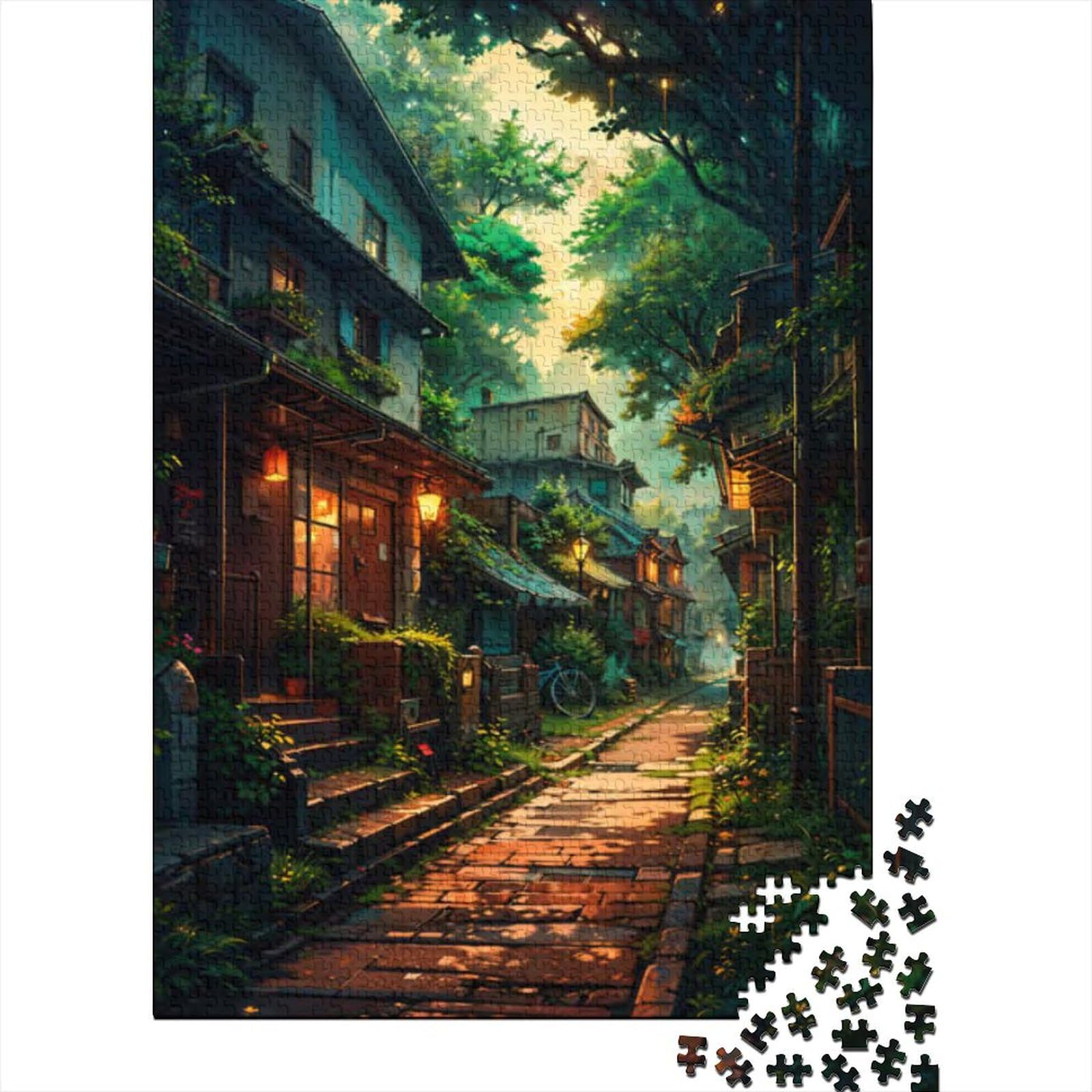 Green Street Holzpuzzle für Teenager, 1000 Teile, Puzzle für Erwachsene und Teenager, Lernspielzeug, Familienspiele, 75 x 50 cm