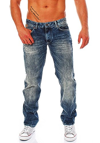 M.O.D Herren Jeans Oskar Straight-Cut chang blue 34/34