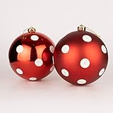 50 mm/24 Stück Weihnachtskugeln, bruchsicher, rot, weiß, gepunktet, Weihnachtsbaumschmuck, Kugel, Ornamente, Kugeln, Weihnachtsdekoration, Urlaubsdekoration, glänzend, matt, glitzernd