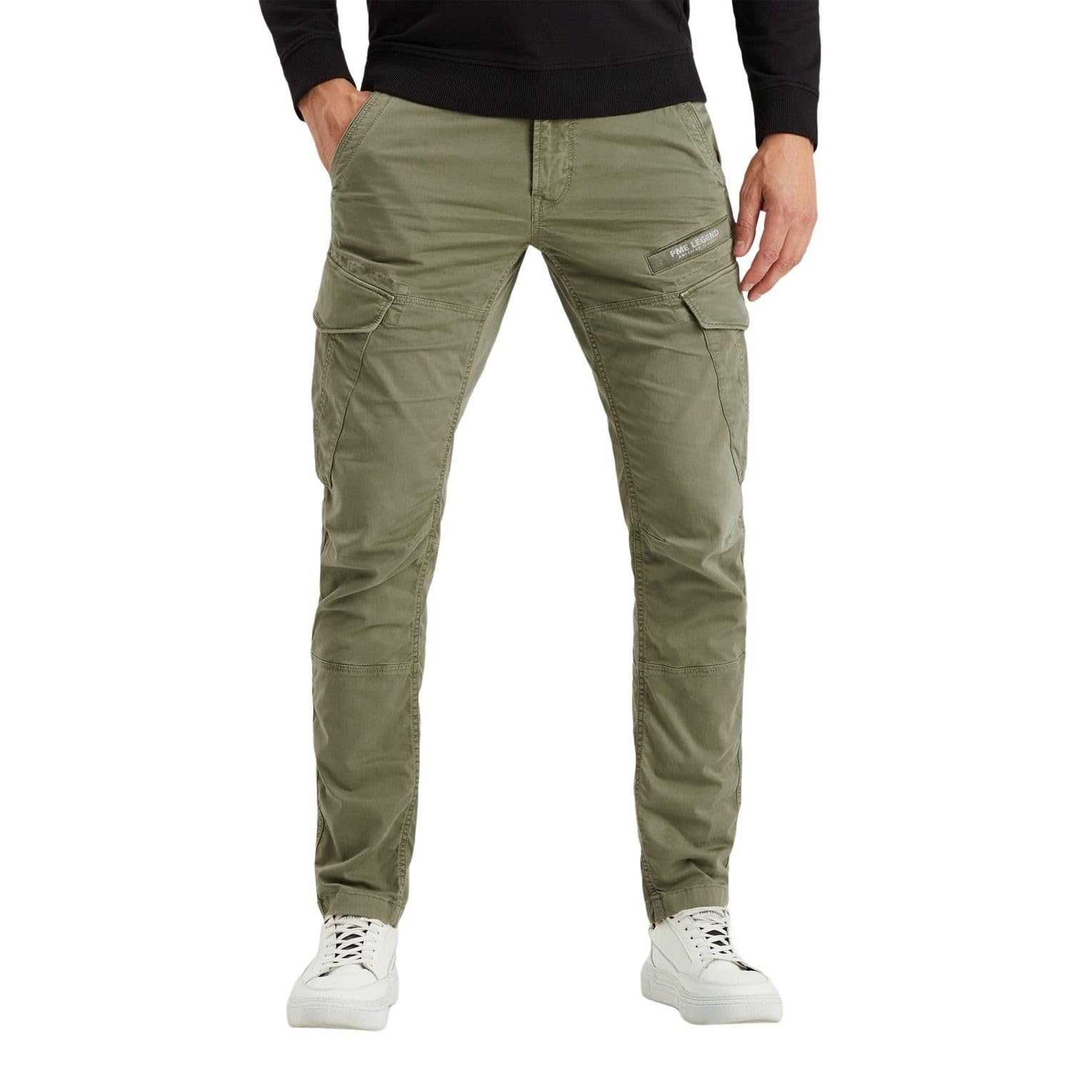 PME Legend Herren Cargohose NORDROP - Tapered Fit - Grün - Green W29-W40 Stretch, Größe:35W / 34L, Farbe:Green 6381