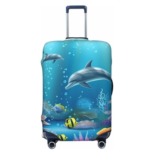 CSGJMYGS Underwater World Gepäckabdeckungen für Koffer, waschbar, modisch, dehnbar, kratzfest, passend für 45,7 - 81,3 cm große Gepäckstücke, Größe XL, Schwarz, Schwarz , XL