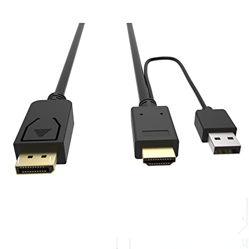 CABLEDECONN HDMI zu DisplayPort DP Kabel, HDMI Stecker zu DisplayPort DP Stecker mit USB Kable 3840x2160 UHD 4K Konverter für Laptop-Desktop-Monitore (2m)