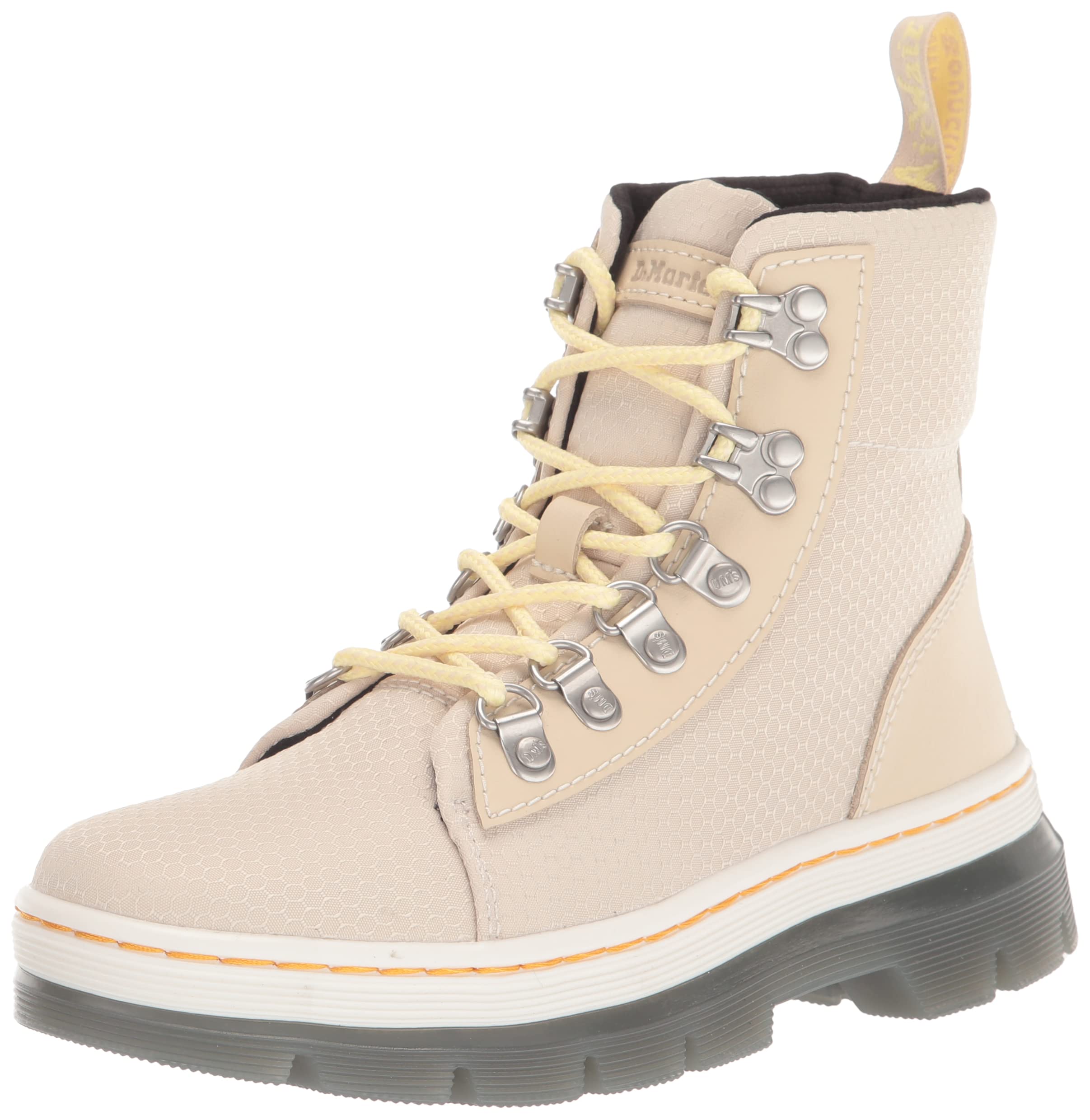 Dr. Martens Women's Combs W 6 Tie Boot Fashion, Parchment Beige 40/60 Recycled Nylon Ripstop, 10