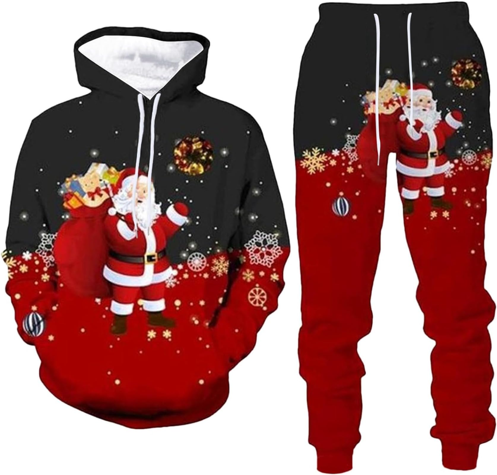 Men Christmas Fashion Casual Sweater Pants Sports Jogging Suit Athletic Sports Shirts and Pants Set (Weihnachten1,M)