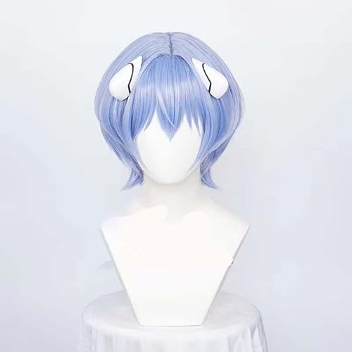 WCCNKK Anime Cosplay Perücke, Neon Genesis Evangelion Ayanami Rei Perücke, Blau-Lila Kurzes Haar Mit Haarnadel, Mit Perückenkappe, Für Party Alltag Halloween Perücke, Anime-Geschenk