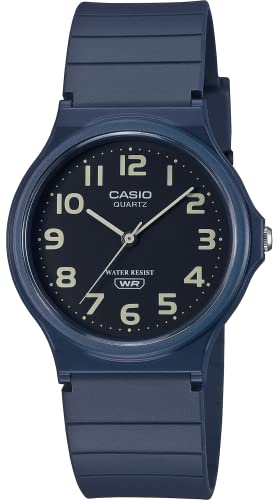 Casio Unisex-Armbanduhr, klassisch, lässig, analog, schwarzes Zifferblatt, Kunstharz, MQ-24UC-2BDF, Blau, Blau