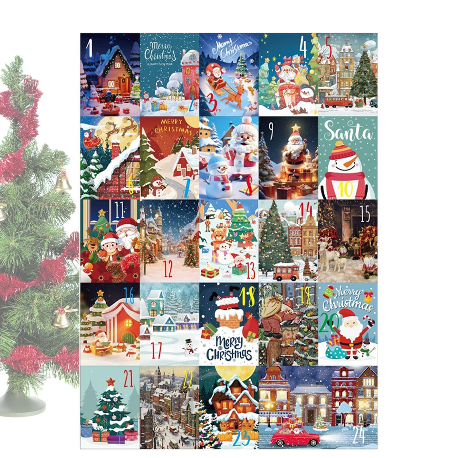 Weppduk Adventskalender 2024 Puzzles,Weihnachtsadventskalender Puzzle, 24 Boxen Adventskalender, 1000 Teile Puzzle Weihnachts-Countdown-Puzzle für Familienspiel Weihnachten