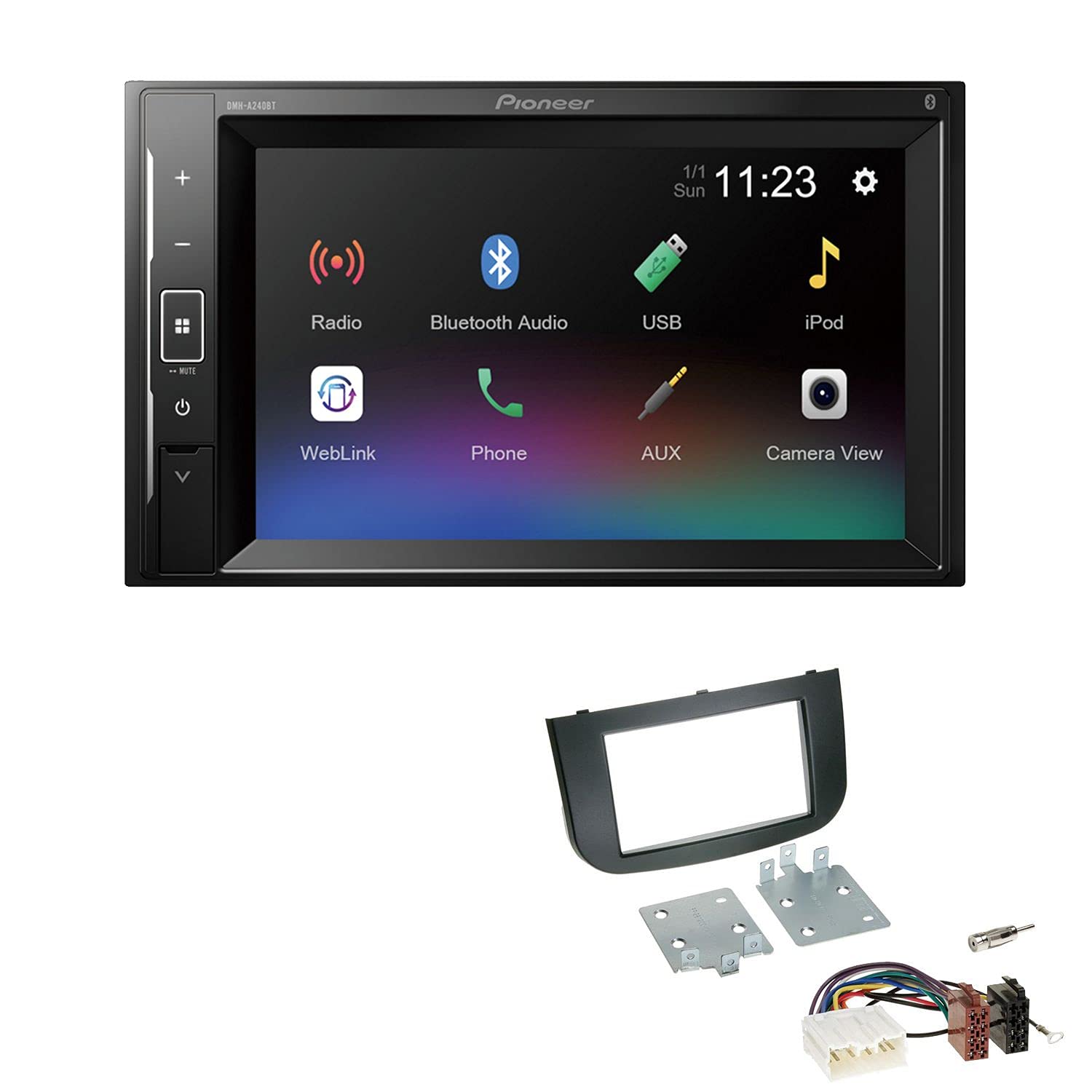 Pioneer DMH-A240BT 2-DIN Autoradio Bluetooth USB passend für Mitsubishi Colt VI Facelift 2008-2012 schwarz