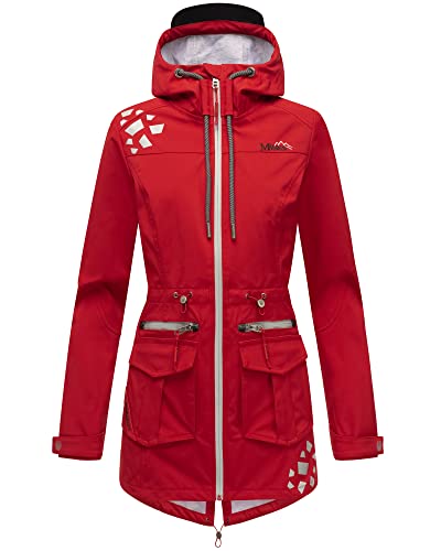 MARIKOO Damen Softshell Outdoor Jacke Übergangs Funktions Regen Mantel Ulissaa Rot 38 - M