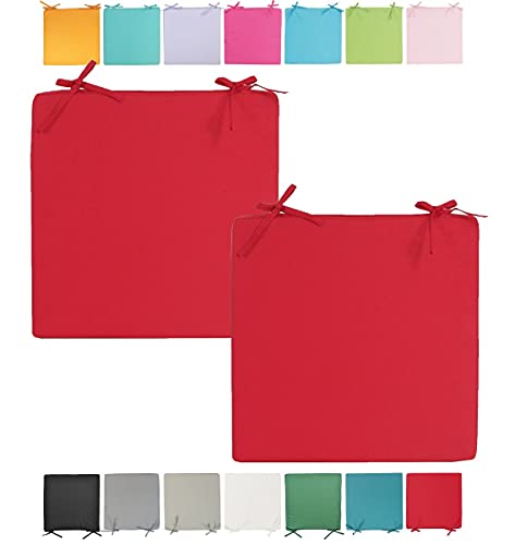 JACK Outdoor Stuhlkissen 40x40cm Lounge Kissen Auflage Wasserfest Sitzkissen Garten Lotus Effekt, Farbe:Rot, Stückzahl:2X