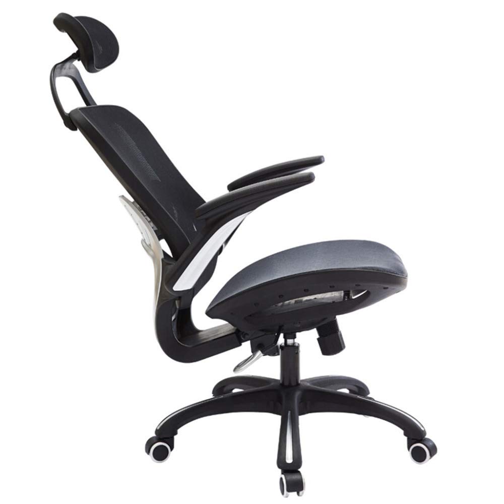 BFVAKBKYT Home Office Ergonomischer Schreibtischstuhl, Game Office Drehstuhl, Mesh-Oberfläche Atmungsaktives Material, Büro Computer Game Player Liege(Black)