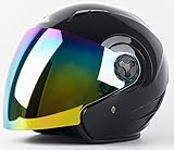 Sommer-Vespa-Motorrad-Open-Face-Helm Für Erwachsene, DOT-Geprüfter 3/4-Open-Face-Helm Mit Doppelvisier, Herren- Und Damen-Motorradhelm G,L/{59~60cm}