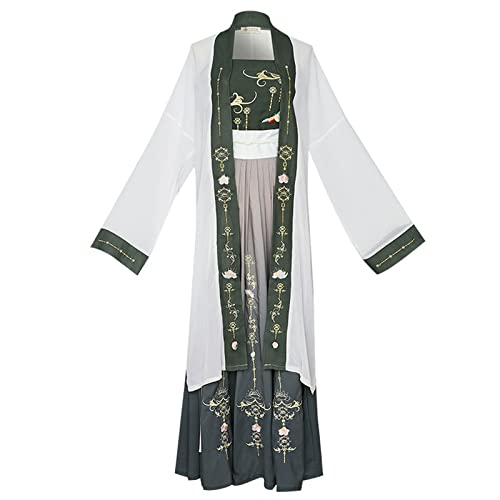 OZMDXKJ Traditionelles chinesisches Kostüm, antike Stickerei Hanfu, schwingender Rock für Damen, Größe L = 160-168 cm, Blau