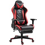 Trisens Gaming Stuhl 4D-Armlehnen Chair Racing Chefsessel Bürostuhl Sportsitz, Farbe:Schwarz/Rot