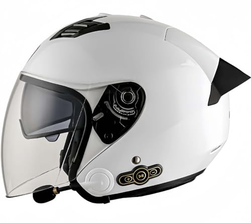 3/4 Motorrad-Jethelm Mit Bluetooth, Retro-Helm, Doppelbrille, Herausnehmbares Innenfutter, Ohrenschützer, ECE-Zertifizierung, Schutzhelm Für Roller, Fahrrad, Herren Und Damen A,M57-58CM