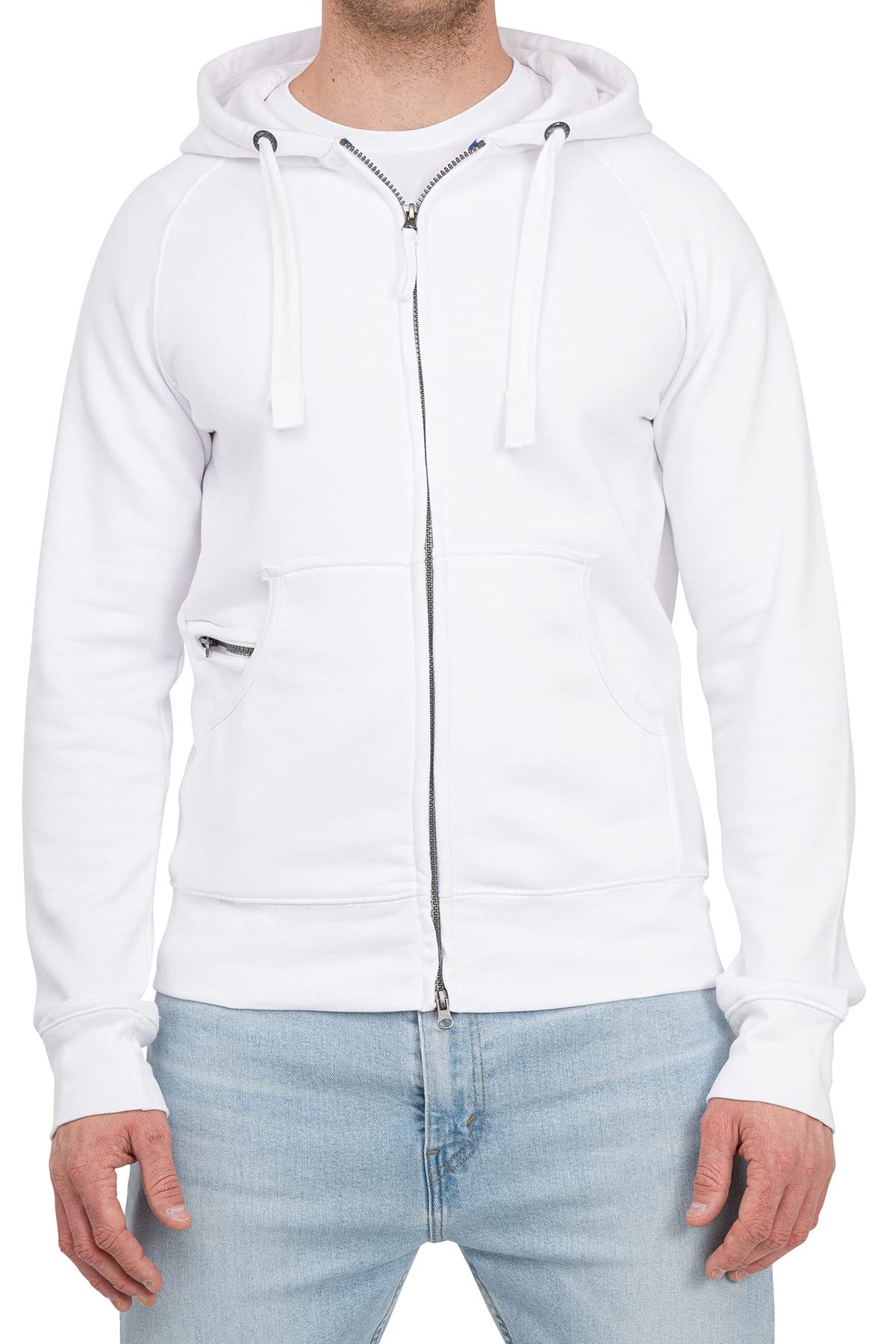 Happy Clothing Herren Kapuzenjacke mit Zip, Größe:M, Farbe:Weiß