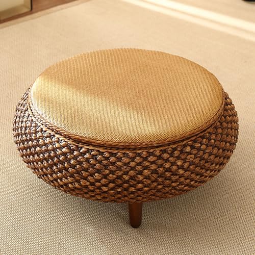 Gvqng Couchtisch, Handgeflochtener Rattantisch, Multifunktional Tatami-Couchtisch, Kreativer Kleiner Niedriger Tisch, Moderner Japanischer Stil, Beistelltisch Aus Geflochtenem,A,58 * 58 * 27cm