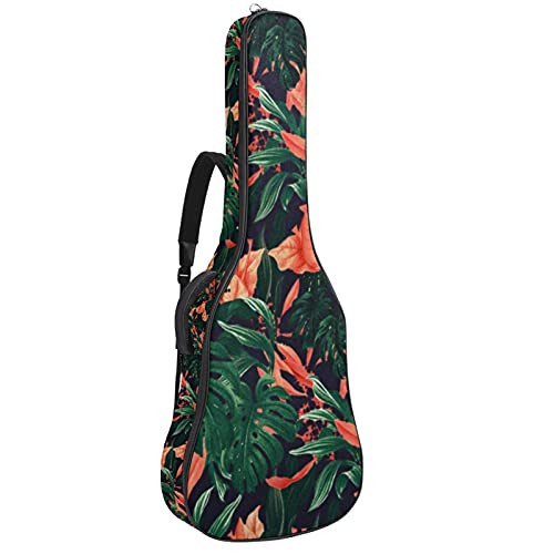 Akustikgitarre Tasche Dicke Polsterung Wasserdicht Dual Verstellbarer Schultergurt Gitarrenkoffer Gig Bag (Natur Pflanzen Blume)