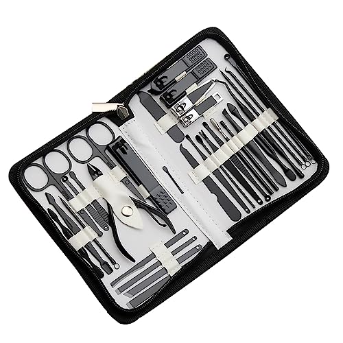 SAFWEL Maniküre-Set aus Edelstahl, professionelles Pediküre-Set, Nagelschere, Pflegeset mit Reiseetui for Reisen, Zuhause, Geschenk (Color : White)