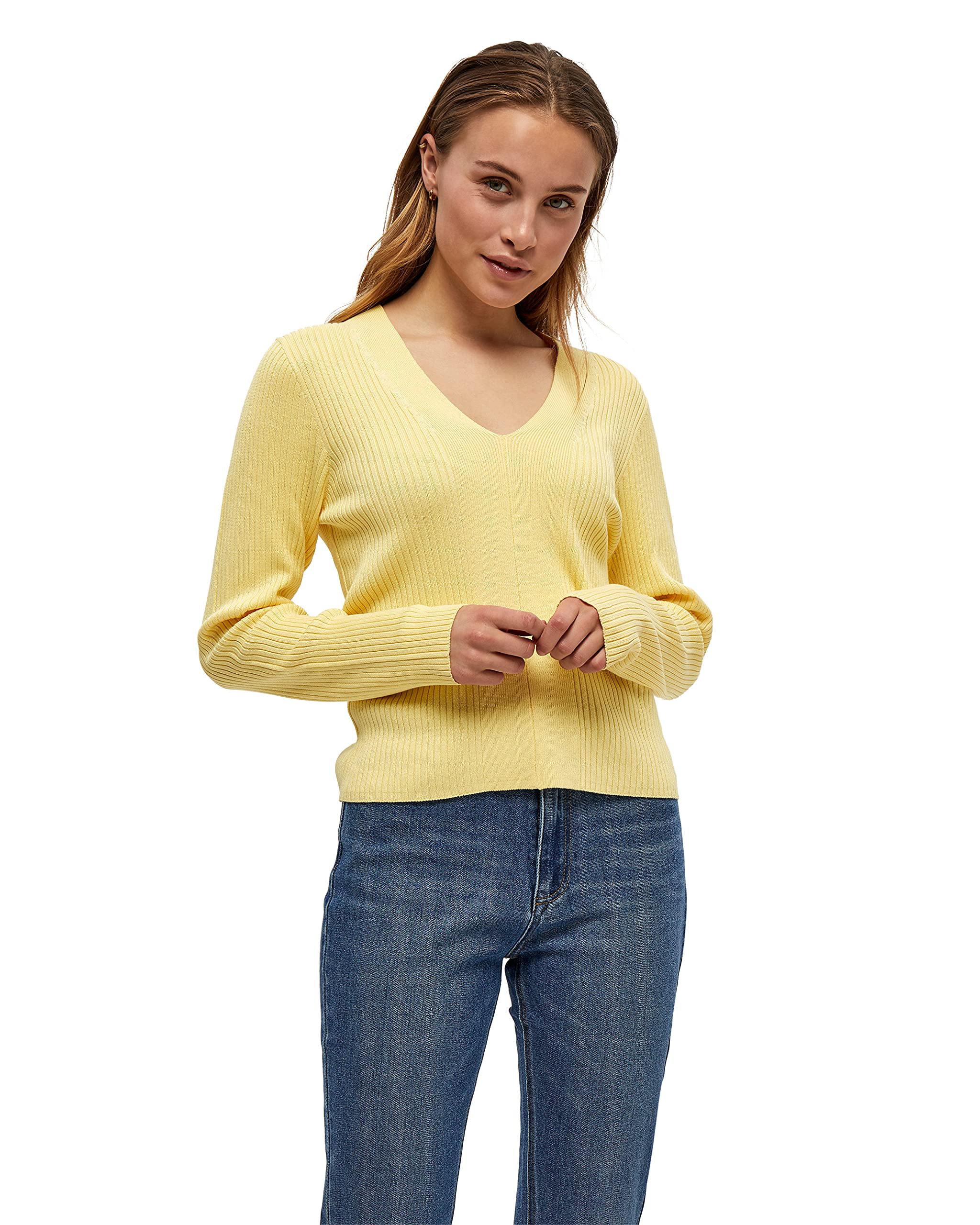 Peppercorn Damen Tana Rib 22 Ripp Pullover, 6040 Pale Yellow, XL EU