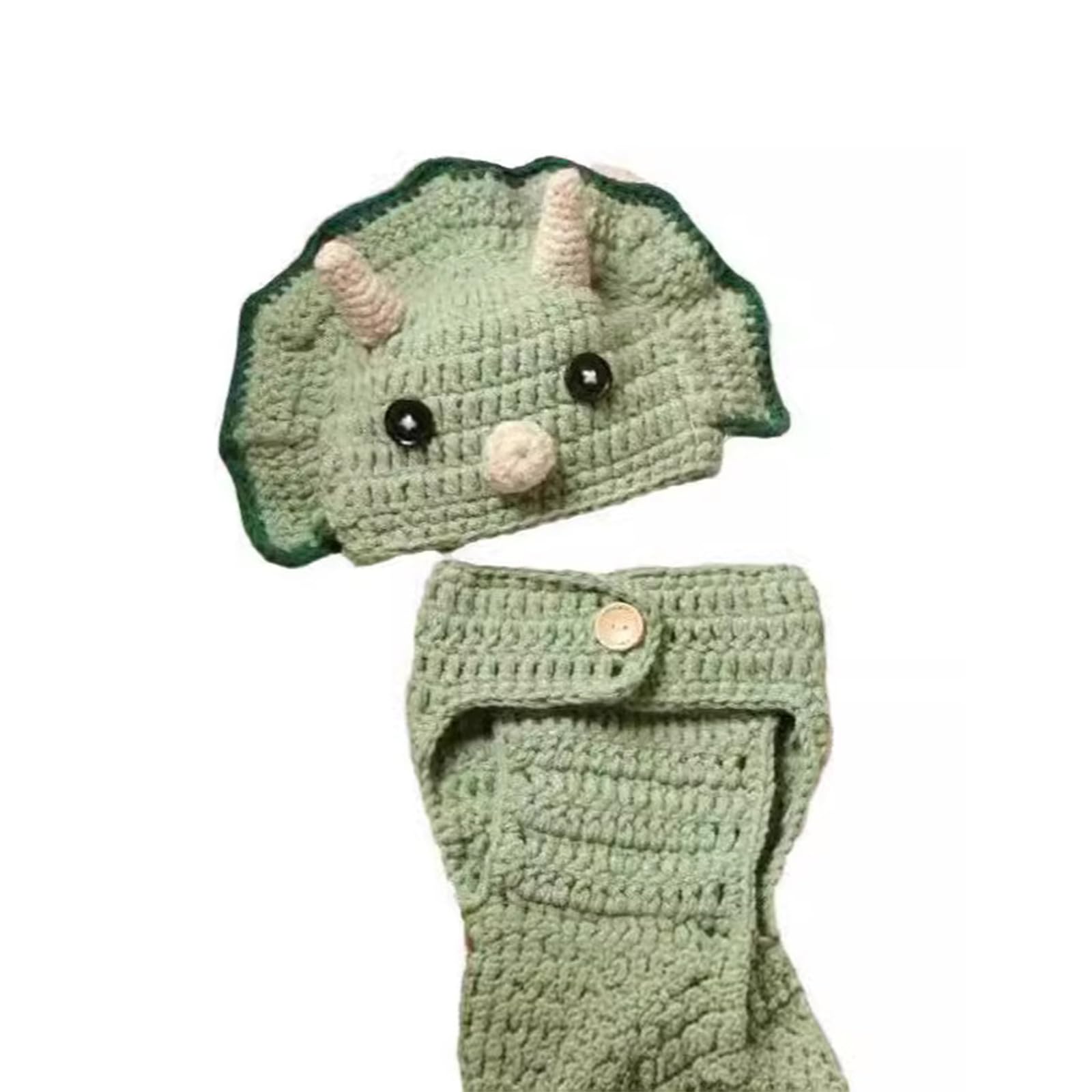 1 Set Gemütliche Strickmütze Set Cartoon Dinosaurier Stricken Butt Wrapped Kleidungsstück Neugeborene Requisiten