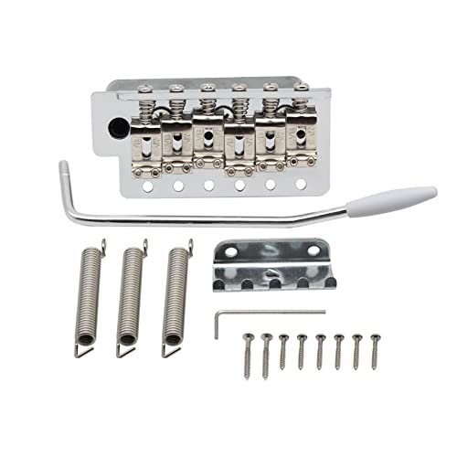 6 Stahlsättel Single Sperren Tremolo Bridge System Chrome/Black/Gold Option Für Stecken Elektrische Gitarre Gitarrebrücke(Chrome)