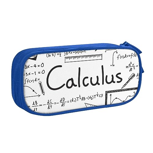 YFSGDLBN Federmäppchen mit mathematischer Geometrie, Geek Calculus, großes Fassungsvermögen, Doppel-Federmäppchen, tragbare Schreibwaren-Tasche, blau, Einheitsgröße, Münzfach