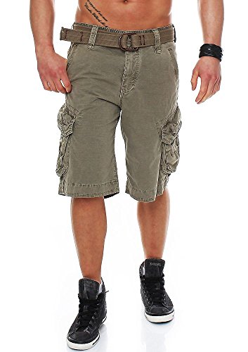 Jet Lag Herren Cargo Shorts Take Off 3 (16) mit Gürtel Cement W38