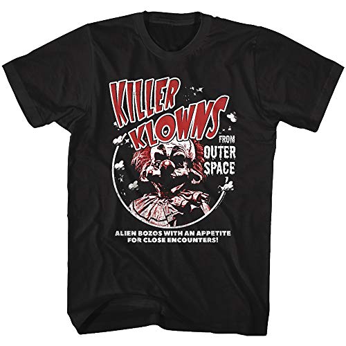 T-Shirt mit Aufdruck "Killer Klowns from Outer Space" 80er Horrorfilm Alien Bozos with an Appetite Image Adult T-Shirt Graphic Tee, schwarz, Groß