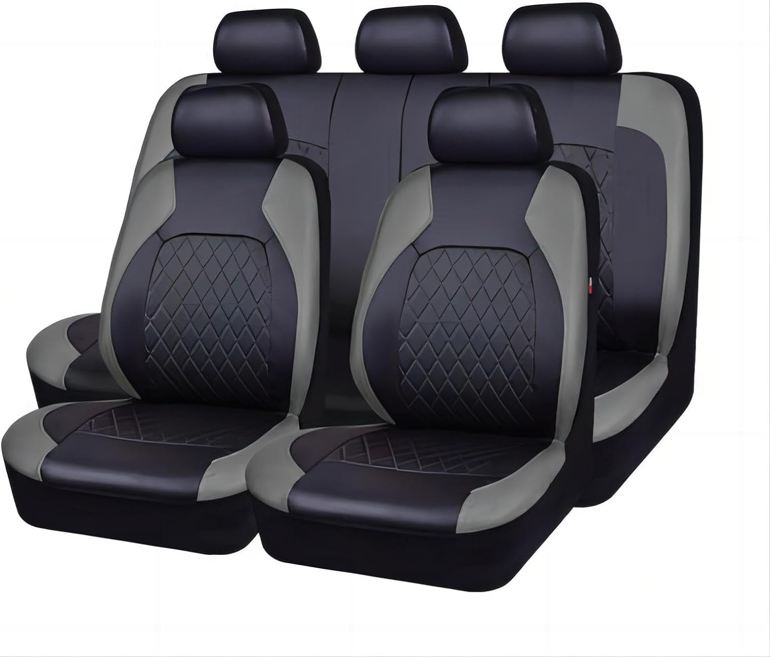 DAYKET Auto-Sitzbezug für Skoda Roomster (2012-2014), 9-teiliges Set Sitzbezug Komplett-Set, wasserdichte Autositzschoner Leder,Grey