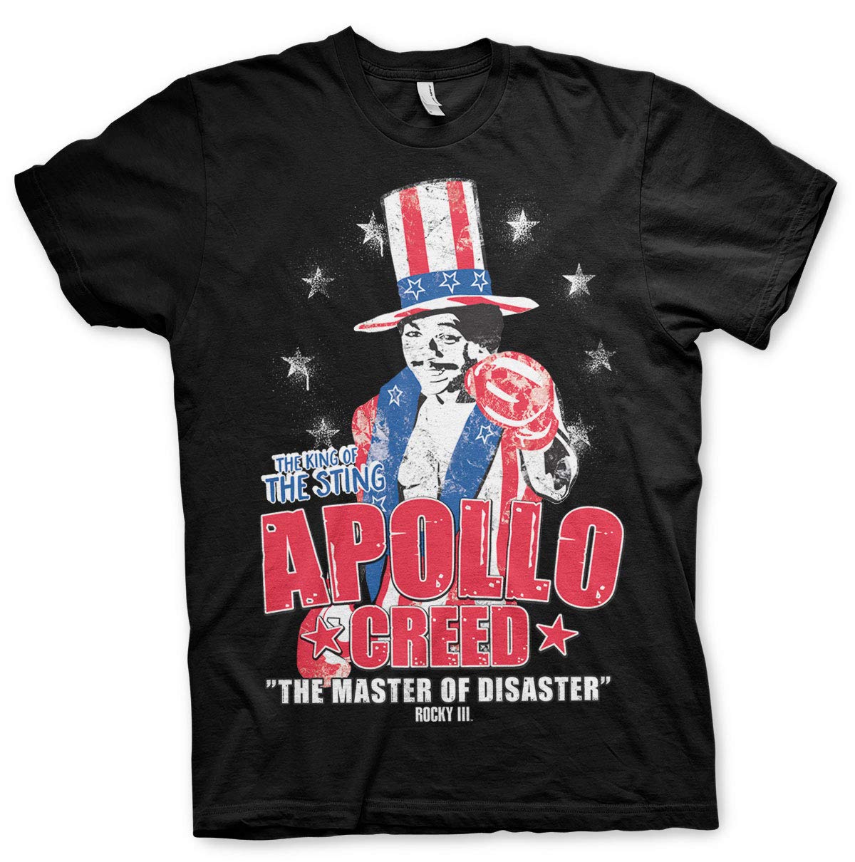 Rocky Offizielles Lizenzprodukt Apollo Creed Herren T-Shirt (Schwarz), X-Large