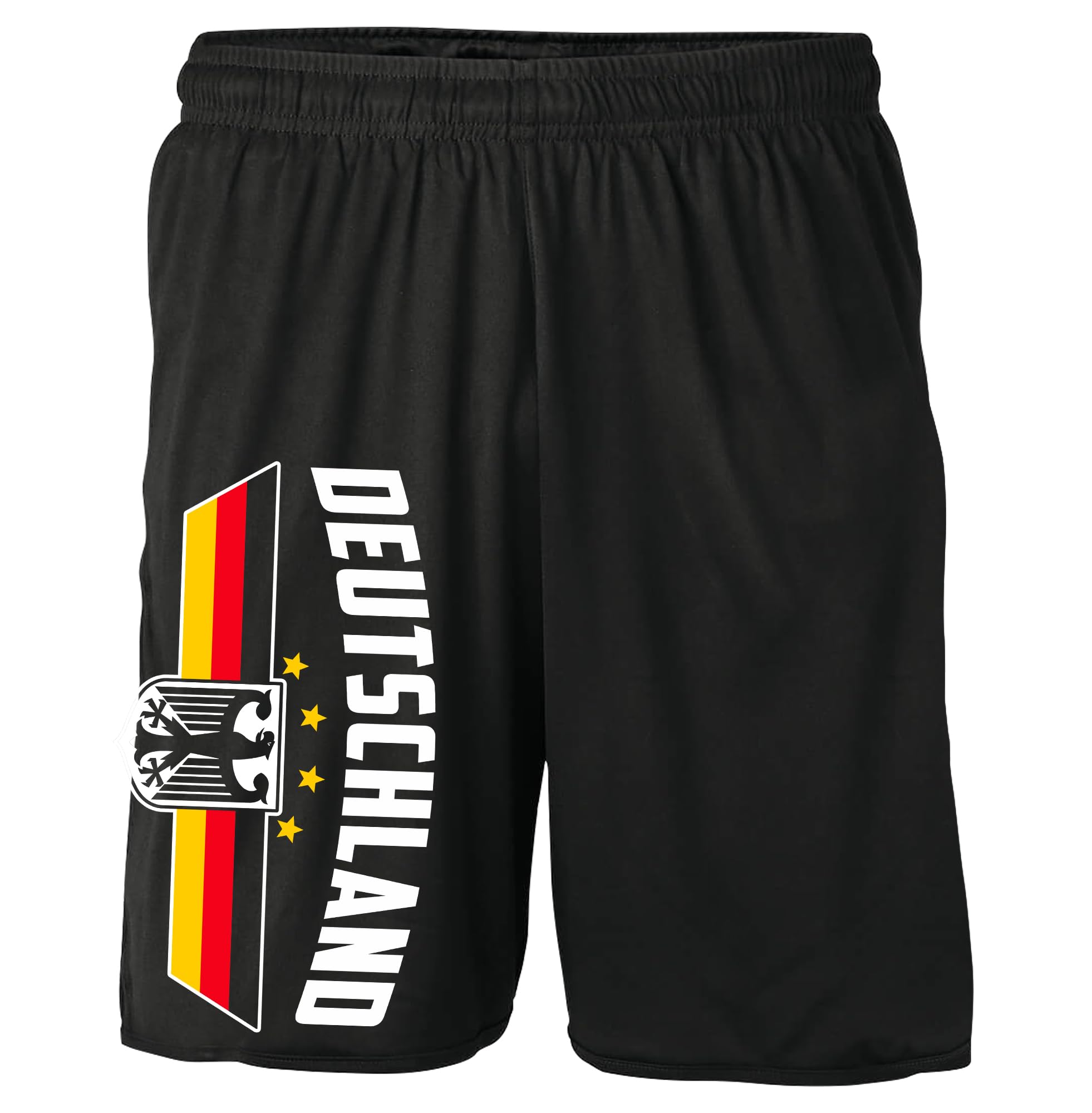 UGLYSHIRT Deutschland Shorts | Germany Fußball WM Flagge Deutschland Kurze Hose Deutschland Hose Deutschland Fanartikel EM 2024 | M11 Schwarz (S)