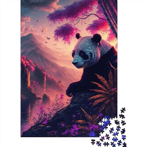 Rosa Panda-Puzzle aus Holz für Erwachsene, Puzzle-Kunst, Puzzle für Erwachsene, 1000 Teile, Lernpuzzle (Größe: 75x50cm)