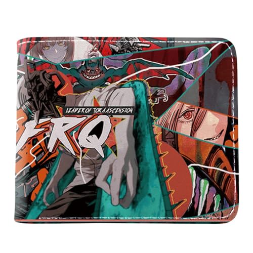 Chains-aw Man Brieftasche Anime, Cartoon Comics Portemonnaie Klein, PU Leder Münzbörse Wallet mit Sichtfenster(Color:Multicolor 3)