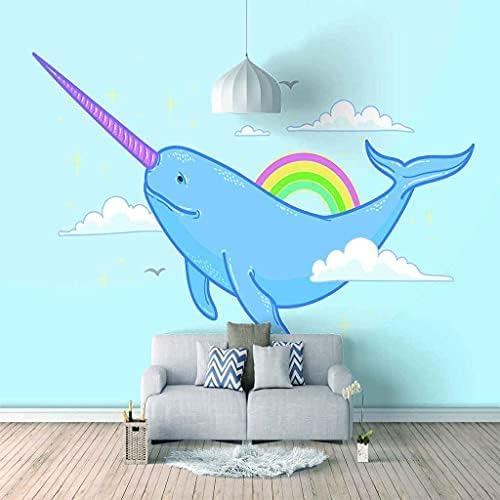 Cartoon Blauer Delphin 3D Tapeten Wanddekoration Fototapete Sofas Wohnzimmer Wandbild Schlafzimmer-200cm×140cm