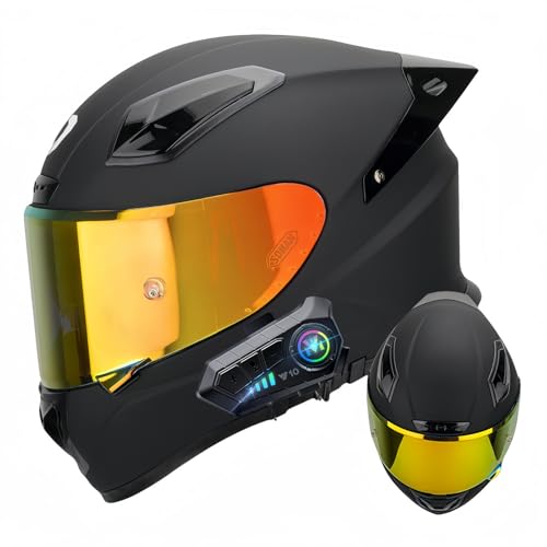 Integraler Bluetooth-Motorradhelm, Modularer Integral-Motorradhelm Mit Doppelvisier, ECE-Zugelassener Bluetooth-Motorradhelm, Modularer Integralhelm Für Männer Und Frauen D,XL59-60CM