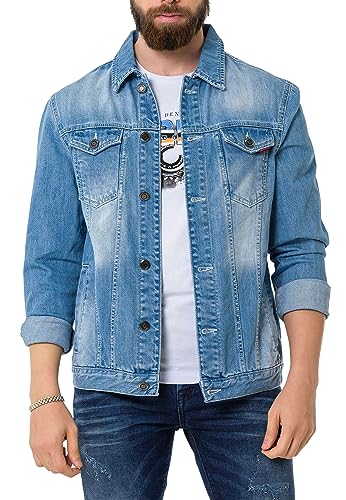 Cipo & Baxx Herren Jeans Jacke Übergangsjacke Baumwolle mit Taschen CJ289 Hellblau XL