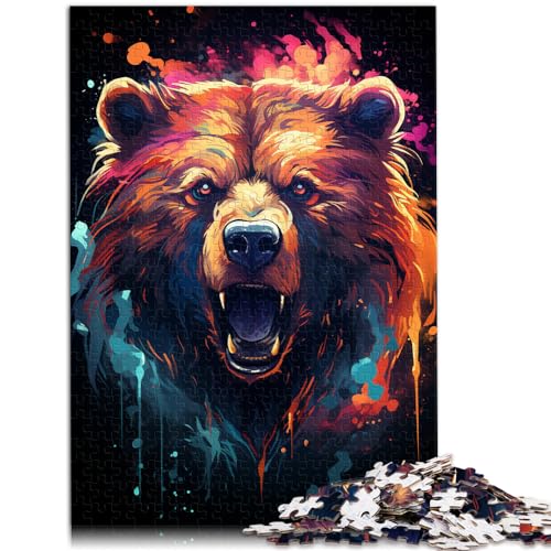 Puzzle zum Verschenken, Malen, bunter Bär, Puzzle für Erwachsene, 1000 Teile, Holzpuzzle, interessantes Puzzle zur Stressreduzierung, 1000 Teile (50 x 75 cm)