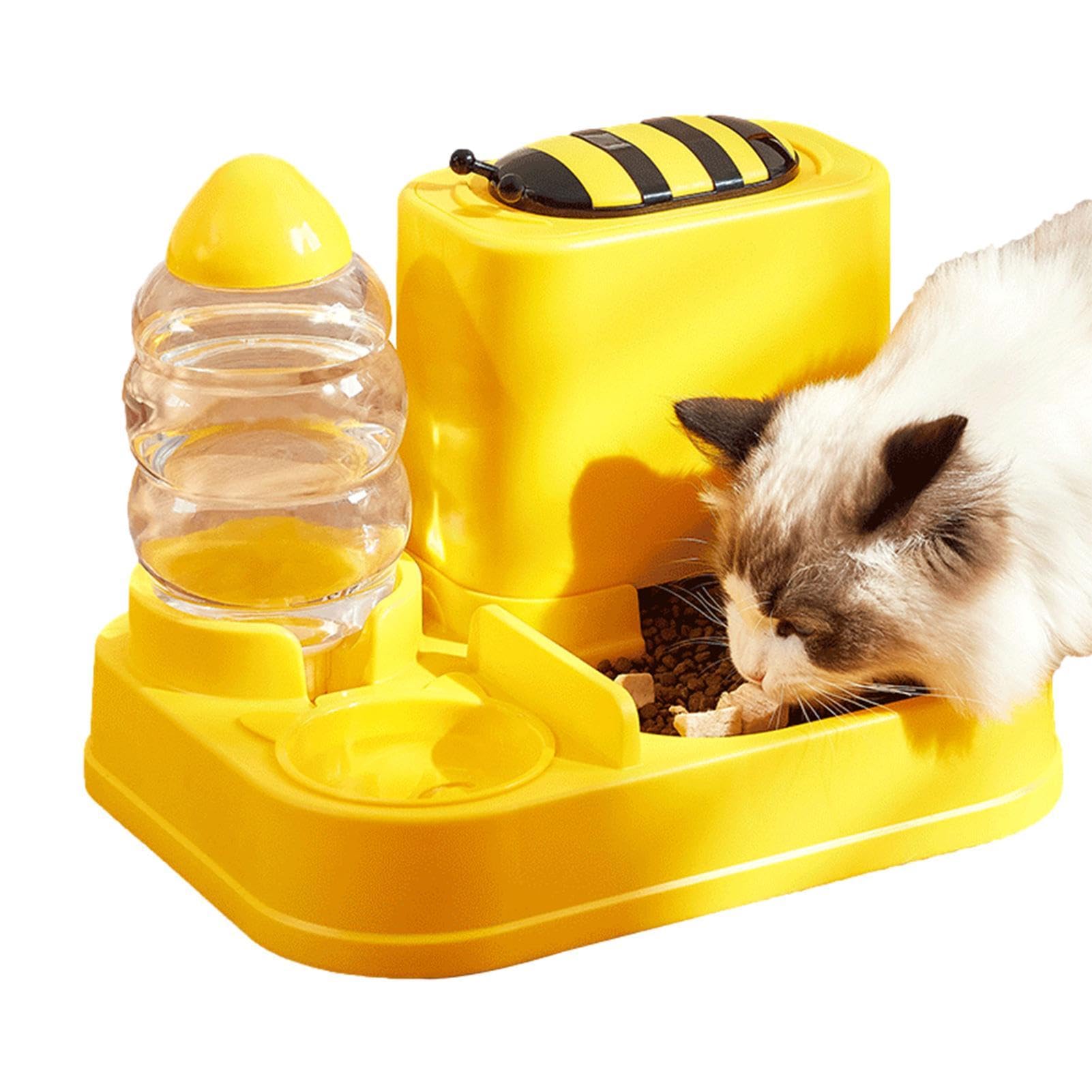 Set mit Futter- und Wasserschüsseln für Katzen, automatische Futternäpfe für Hunde, 2-in-1 für Katzen mit Biene/ für Hauskatzen – automatische Futterstation für Katzen