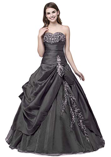 Zorayi Damen Trägerlos Lange TAFT Formellen Abendkleid Ballkleid Promkleider Schwarz Größe 44