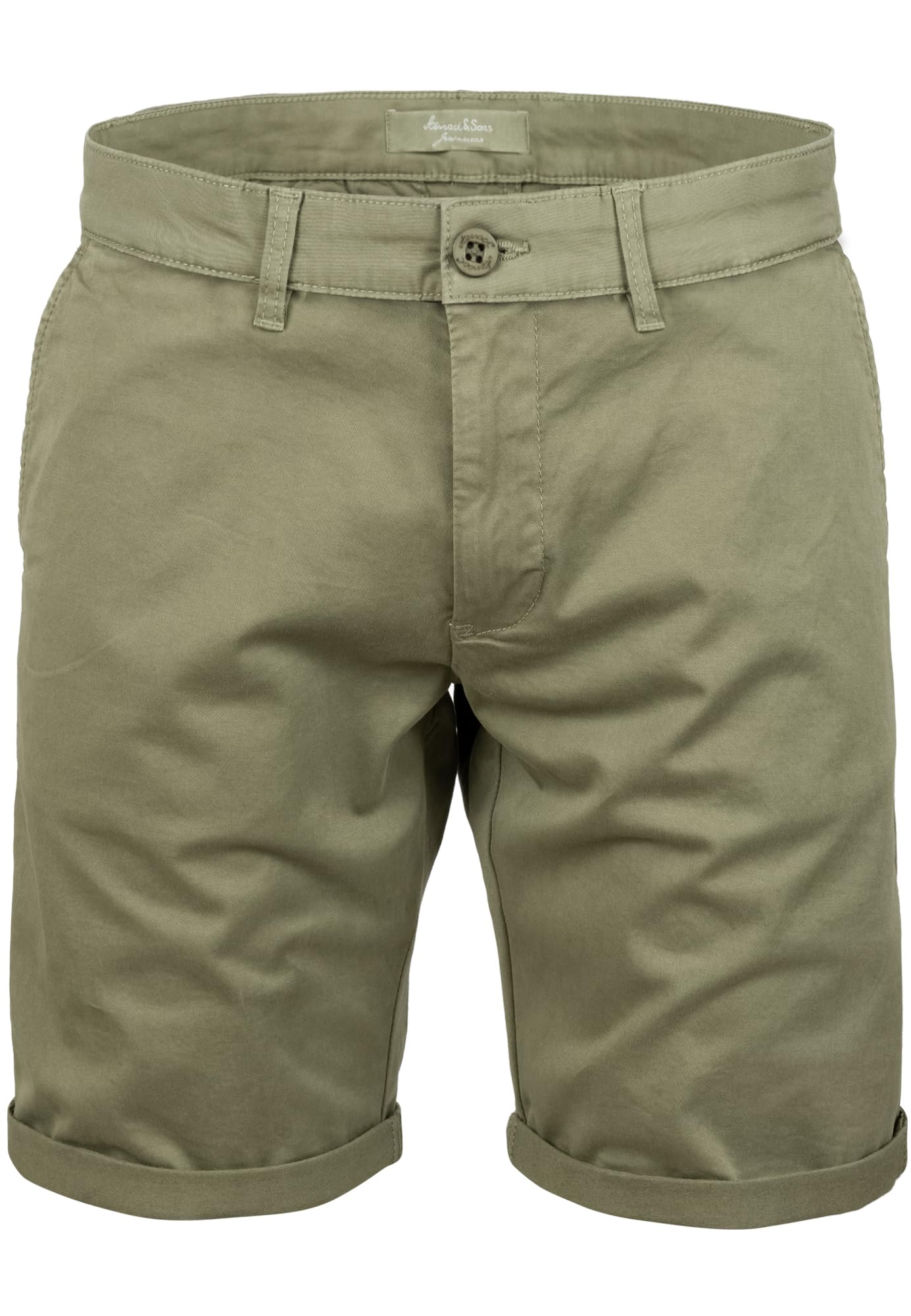 Amaci&Sons Herren Chinoshorts Männer Kurze Bermuda Hose Regular Fit 7030 Olive W36