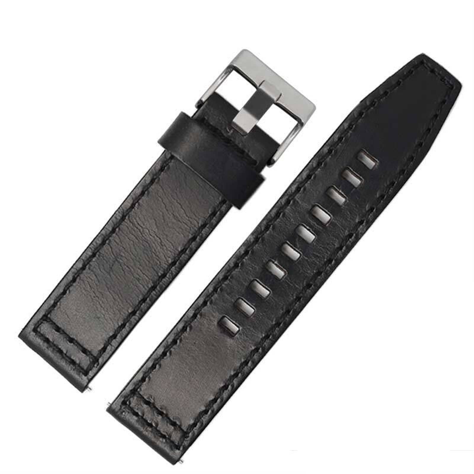 SCRUBY Für fossile JR1354 | 1487 | 1424 Uhrenband Hochwertige Retro Schnellveröffentlichung Echtes Leder Dieselgurt schwarz dunkelbraun 22mm 24mm(Black silver clasp,24mm)